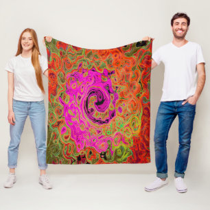 Couverture Polaire Rose Chaud Abstrait Rétro Liquide Tourbillon
