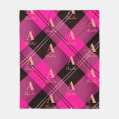 Couverture Polaire Rose chaud monogramme (Devant)