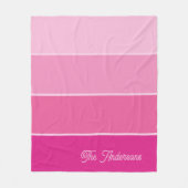 Couverture Polaire Rose chaud vif | Ombre Stripes avec script (Devant)