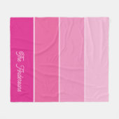 Couverture Polaire Rose chaud vif | Ombre Stripes avec script (Devant (Horizontal))