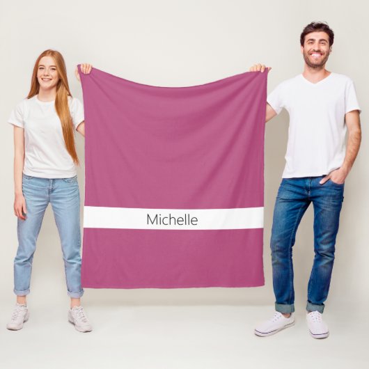 Couverture Polaire Rose Chaude Uni Élégante Monogrammée (En situation)