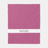 Couverture Polaire Rose Chaude Uni Élégante Monogrammée (Devant)