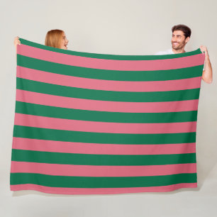 Couverture Polaire Rose Chéri Pickle Rayure Verte