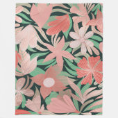 Couverture Polaire Rose Coral vert Floral Feuilles Illustrations (Devant)