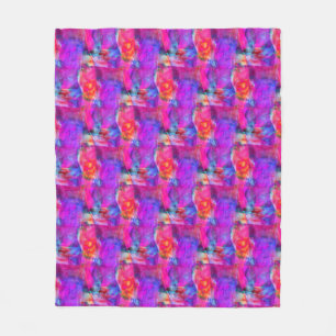 Couverture Polaire Rose d'art, bleu, arrière - plan rouge de texture