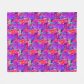 Couverture Polaire Rose d'art, bleu, arrière - plan rouge de texture (Devant (Horizontal))