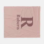 Couverture Polaire Rose de cannelle Initiale/Première/Nom de famille (Devant (Horizontal))