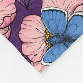Couverture Polaire Rose de chien et papillons en rose et violet (Coin)