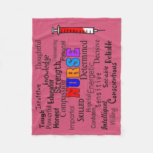 Couverture Polaire Rose de description couvrant de mots d'ouatine (Devant)