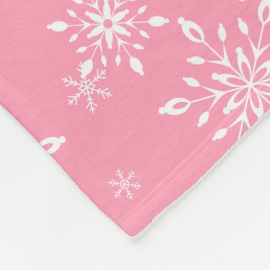 Couverture Polaire Rose de flocons de neige (Coin)