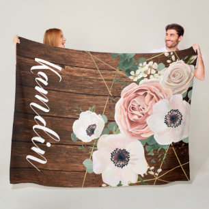 Couverture Polaire Rose de jardin géométrique Jeu de toison personnal