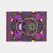 Couverture Polaire Rose de néon de crâne de sucre (Devant (Horizontal))