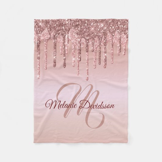 Couverture Polaire Rose de séchage moderne Gold Nom personnalisé (Devant)