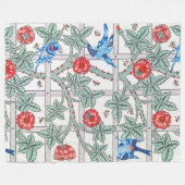 Couverture Polaire Rose d'Escalades & Petit Oiseau, William Morris (Devant (Horizontal))