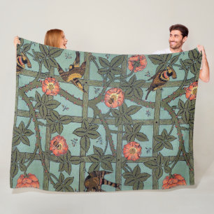 Couverture Polaire Rose d'Escalades & Petit Oiseau, William Morris