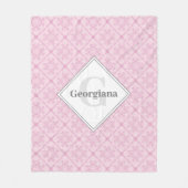 Couverture Polaire Rose Dusky Monogramme Preppy En Carrelage Diamant  (Devant)