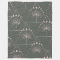 Rose élégant Gold Grey Palm Leaf Phases Lune Art