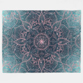 Couverture Polaire Rose élégant Gold Mandala Blue Nebula Stars (Devant (Horizontal))
