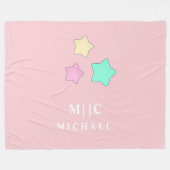 Couverture Polaire rose élégante étoiles rétro moderne monogramme béb (Devant (Horizontal))