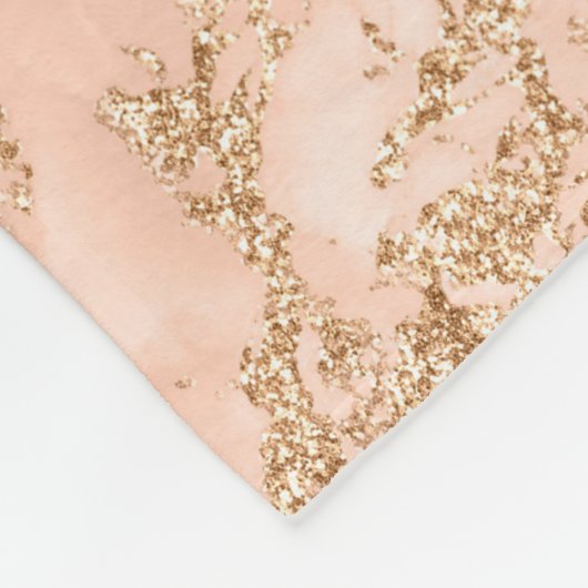 Couverture Polaire Rose en marbre parties scintillant d'or abstrait (Coin)