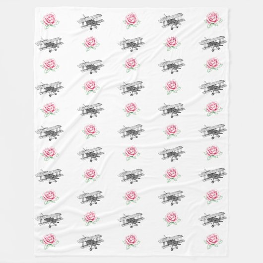 Couverture Polaire Rose et avion (Devant)