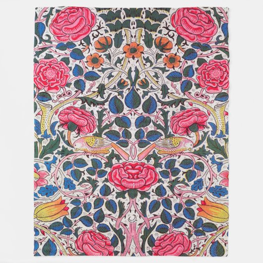 Couverture Polaire Rose et Bird, William Morris (Devant)