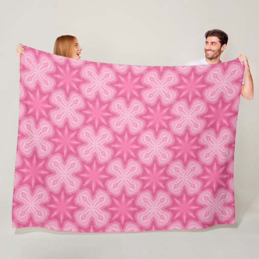 Couverture Polaire Rose Et Blanc (En situation)