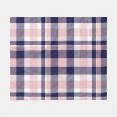 Couverture Polaire Rose et marine Plaid, à damiers, tartan sans soudu (Devant (Horizontal))