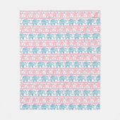 Couverture Polaire Rose et motif ethnique turquoise d'éléphant (Devant)