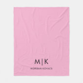 Couverture Polaire Rose et noir | Monogramme moderne (Devant)
