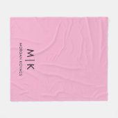 Couverture Polaire Rose et noir | Monogramme moderne (Devant (Horizontal))