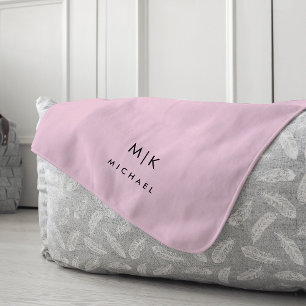 Couverture Polaire Rose et noir   Monogramme moderne
