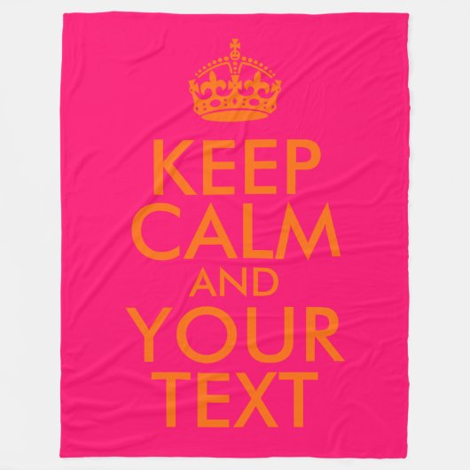 Couverture Polaire Rose et orange vifs Gardez le calme et votre texte (Devant)