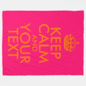 Couverture Polaire Rose et orange vifs Gardez le calme et votre texte (Devant (Horizontal))
