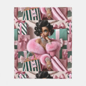 Couverture Polaire Rose Et Vert Chic (Devant)