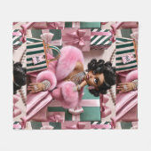 Couverture Polaire Rose Et Vert Chic (Devant (Horizontal))