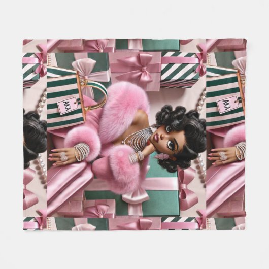 Couverture Polaire Rose Et Vert Chic (Devant (Horizontal))