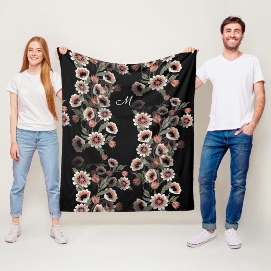 Couverture Polaire Rose et vert doux d'inspiration baroque (En situation)