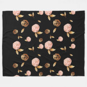 Couverture Polaire Rose Floral Gold (Devant (Horizontal))