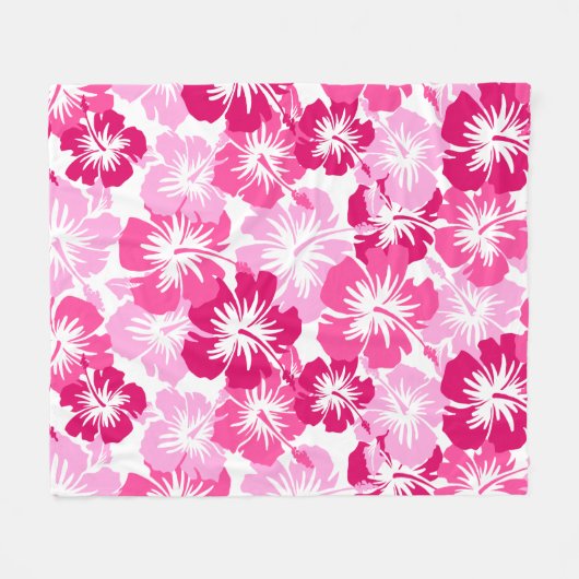 Couverture Polaire Rose floral hawaïen de ketmie épique Aloha - (Devant (Horizontal))