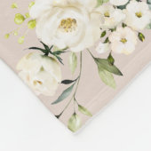 Couverture Polaire Rose florale Bébé blanc brillant mois jalon (Coin)