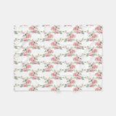 Couverture Polaire Rose Florale Rose Chic Usé (Devant (Horizontal))