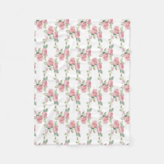 Couverture Polaire Rose Florale Rose Chic Usé (Devant)