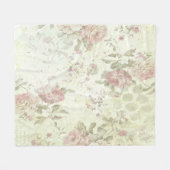 Couverture Polaire Rose Florale Rose Chic Usé (Devant (Horizontal))