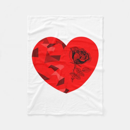 Couverture Polaire Rose Flower Valentine Red Heart  (Devant)