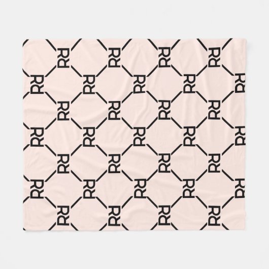 Couverture Polaire Rose flush Moderne Luxe Fille Monogramme Initiale (Devant (Horizontal))
