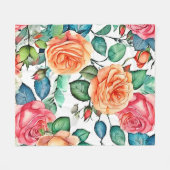 Couverture Polaire Rose Garden Bloom Design (Devant (Horizontal))