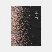 Couverture Polaire Rose Gold Blush Pink Black Parties scintillant Mon (Devant)