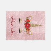 Couverture Polaire Rose Gold - Blush Pink Christmas Unicorn Monogramm (Devant (Horizontal))