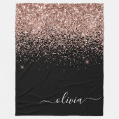 Couverture Polaire Rose Gold Blush Pink Parties scintillant Script Mo (Devant)